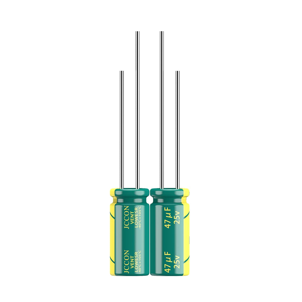 10-Pack 25V 47uF Premium Quality Low ESR Electrolytic Capacitors 5x11mm (0.2x0.43in), 25Volt 47MFD High-Frequency Caps with Superior Performance