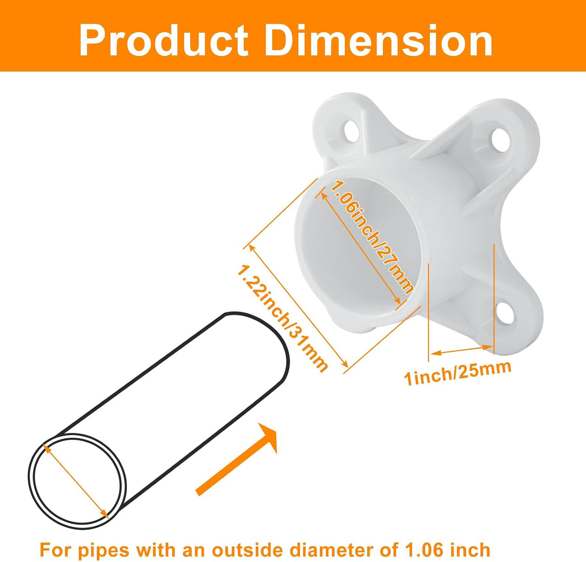 BokWin 4 Packs 3/4 Inch PVC Flange