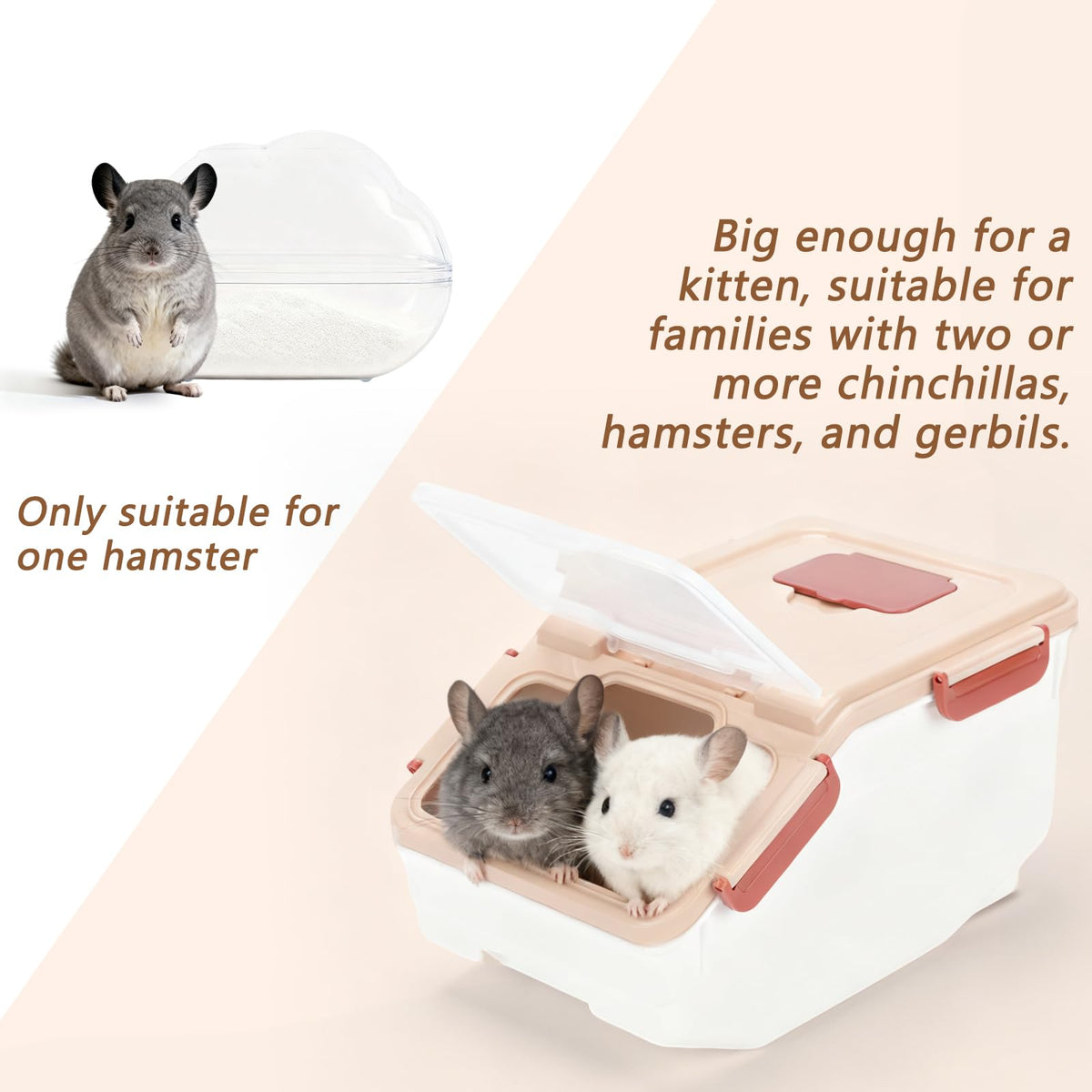 Chinchilla Dust Bath Container Kit, Extra Large Plastic Bath House