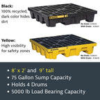 4 Drum Spill Containment Pallet - 11" Tall