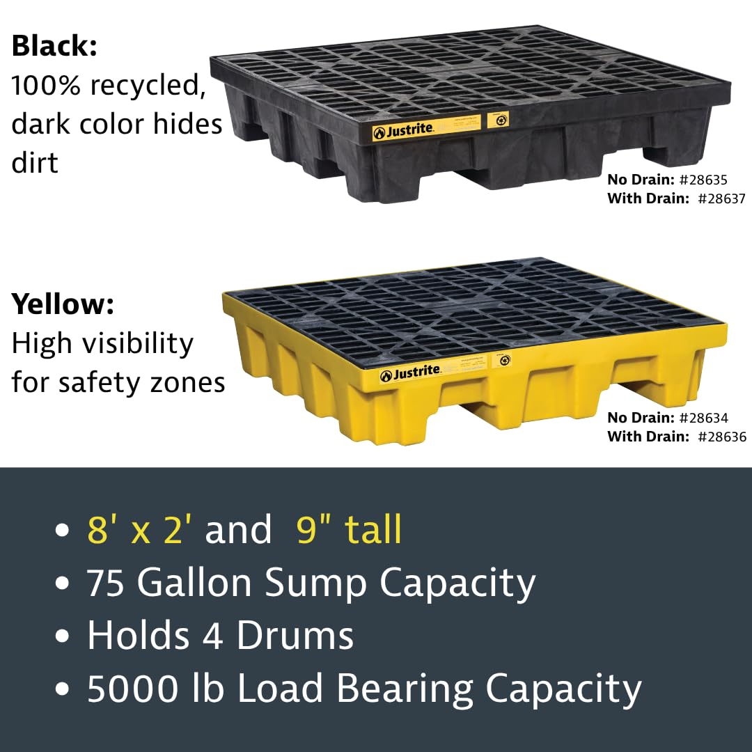 4 Drum Spill Containment Pallet - 11" Tall