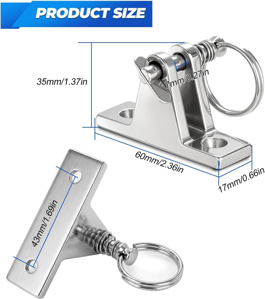 4Pack Bimini Top Brackets, 304 Stainless Steel Bimini Top Hardware