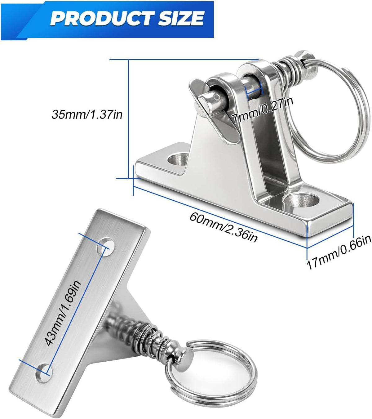 4Pack Bimini Top Brackets, 304 Stainless Steel Bimini Top Hardware