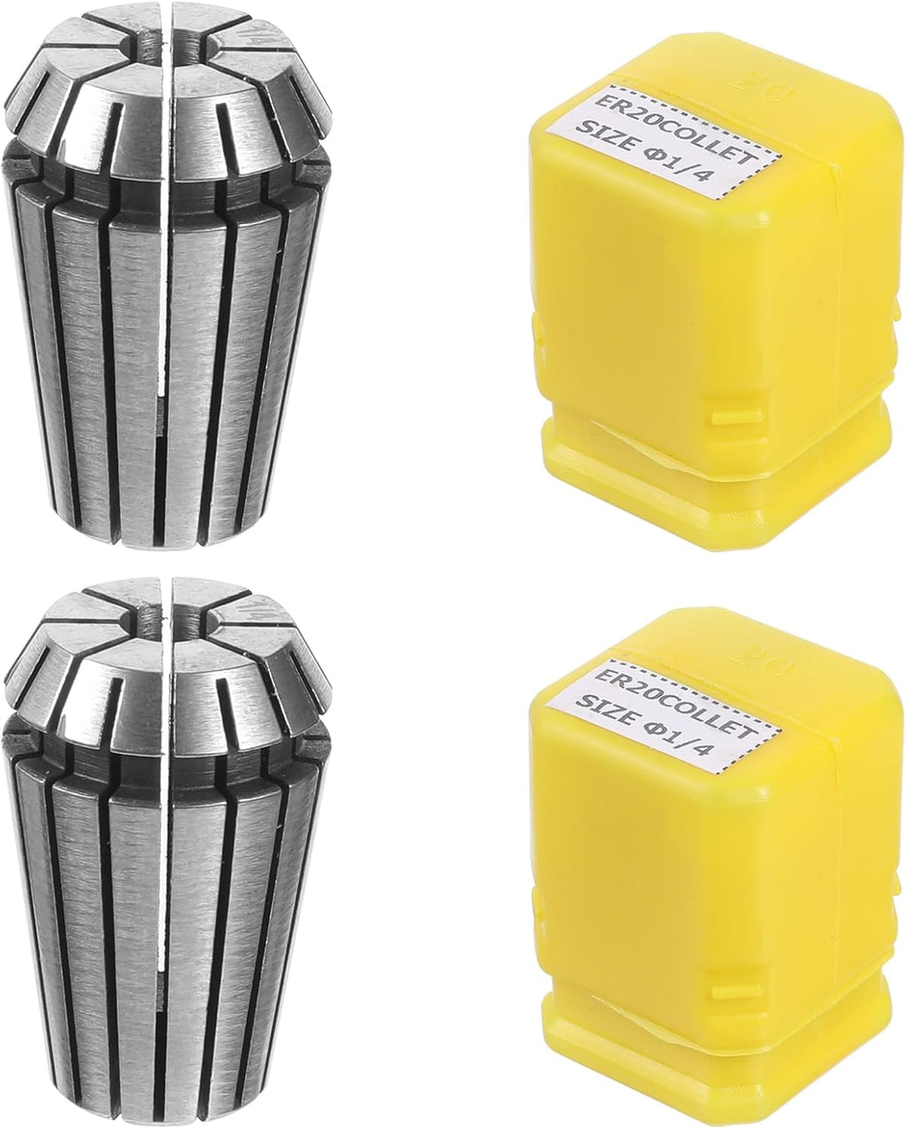 2 PCS ER20 Collet Set, ER20 Spring Collet 1/4" Chuck Milling Spring Collets