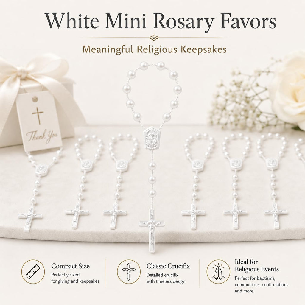 24 Pcs Mini Rosary Favors, Baptism Rosaries with Angel