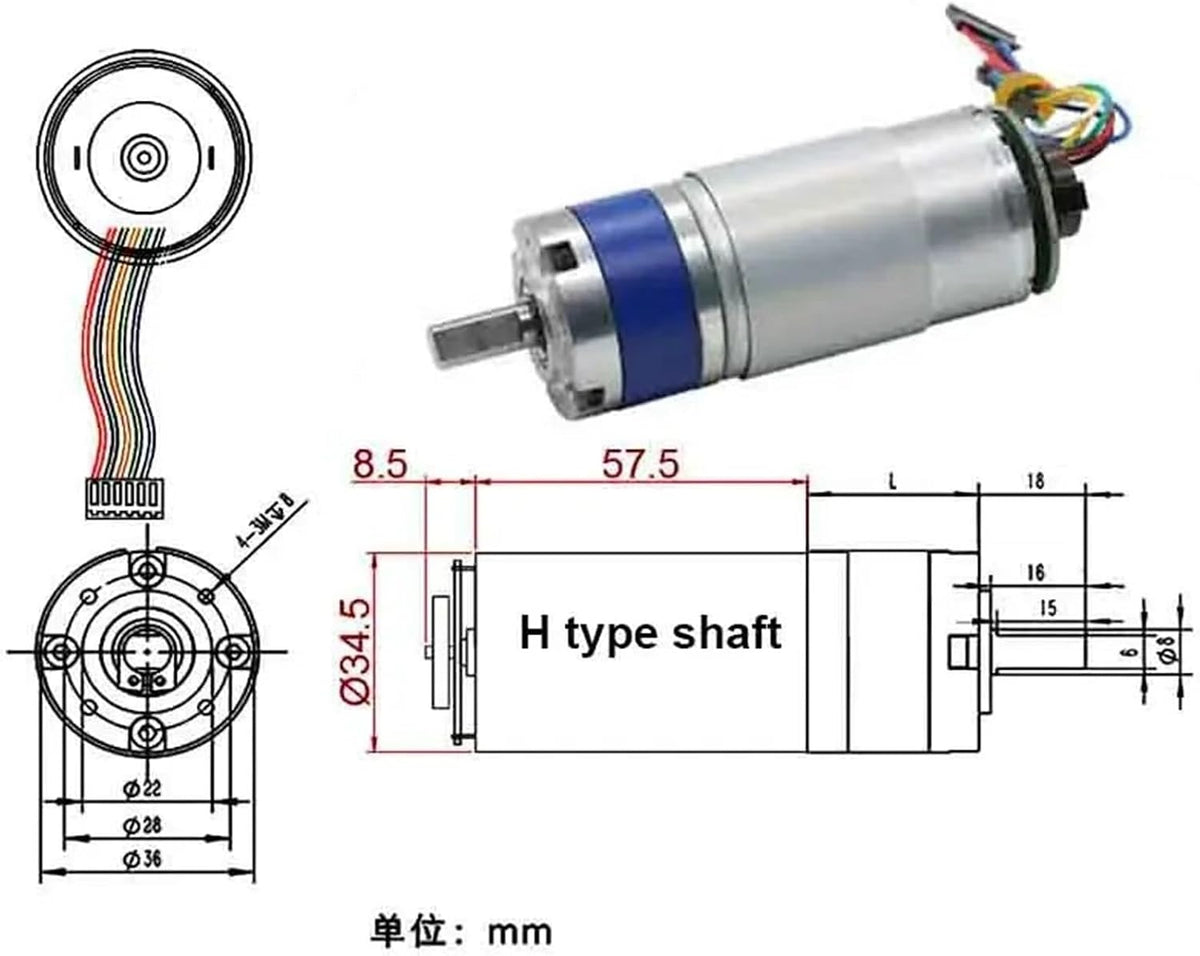 Planetary Gear Motor Encoder 12V 24V 555 Gearbox Reducer Gate Reversible