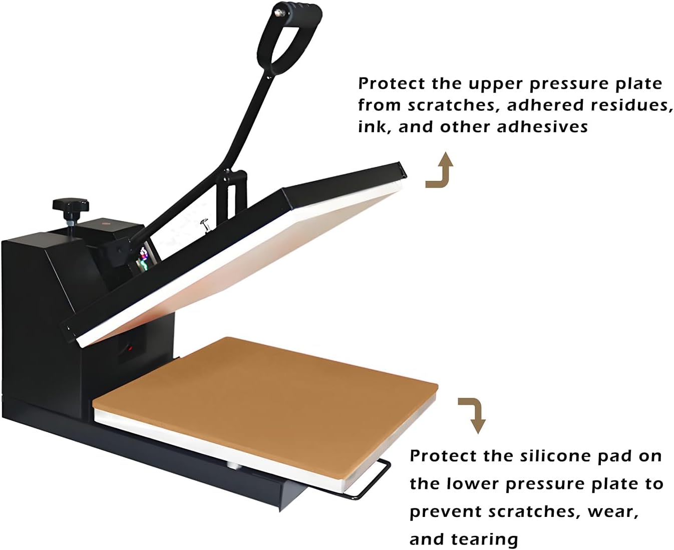 Heat Press Covers16x20, 2 Pcs Set for Top and Bottom Platens Reusable Teflon Sheets Material with 3 Pack PTFE Teflon