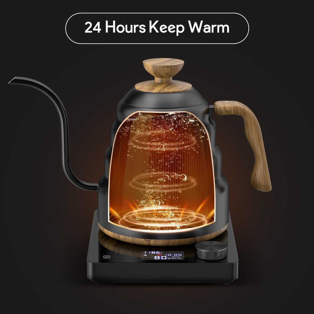 Electric Gooseneck Kettle, 30oz/0.9L Intelligent Temperature Control, Quick Heating, 304 Stainless Steel for Pour