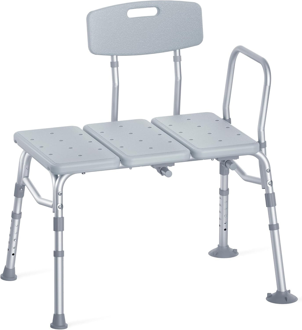 Tub Transfer Bench for Bathtub, 400 lbs Heavy Duty Shower Chair with Backrest, Slip-Resistant Feet, Height Adjustable