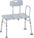 Tub Transfer Bench for Bathtub, 400 lbs Heavy Duty Shower Chair with Backrest, Slip-Resistant Feet, Height Adjustable