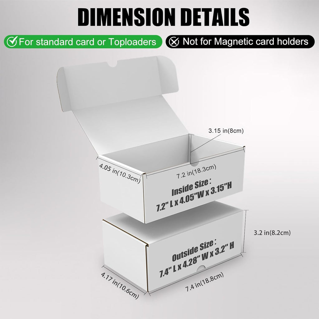 Trading Card Storage Box, 4-Pack 600 Count White Corrugated Cardboard Box | Toploader Trading Card Storage Box, Top