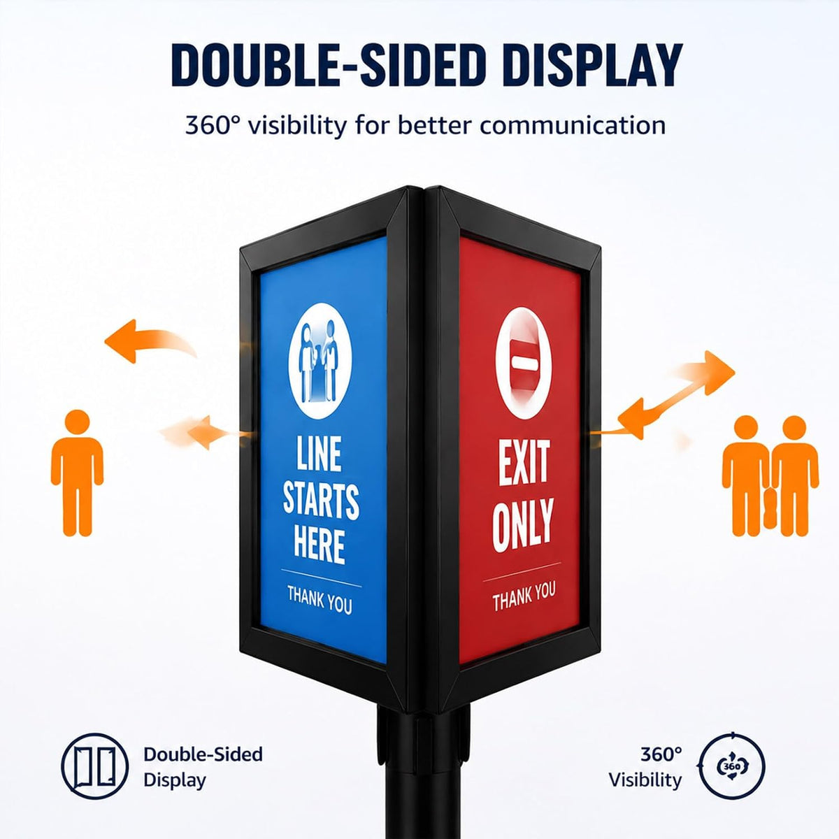 4 Pcs Stanchion Sign Holder Double Sided Frame with Cover