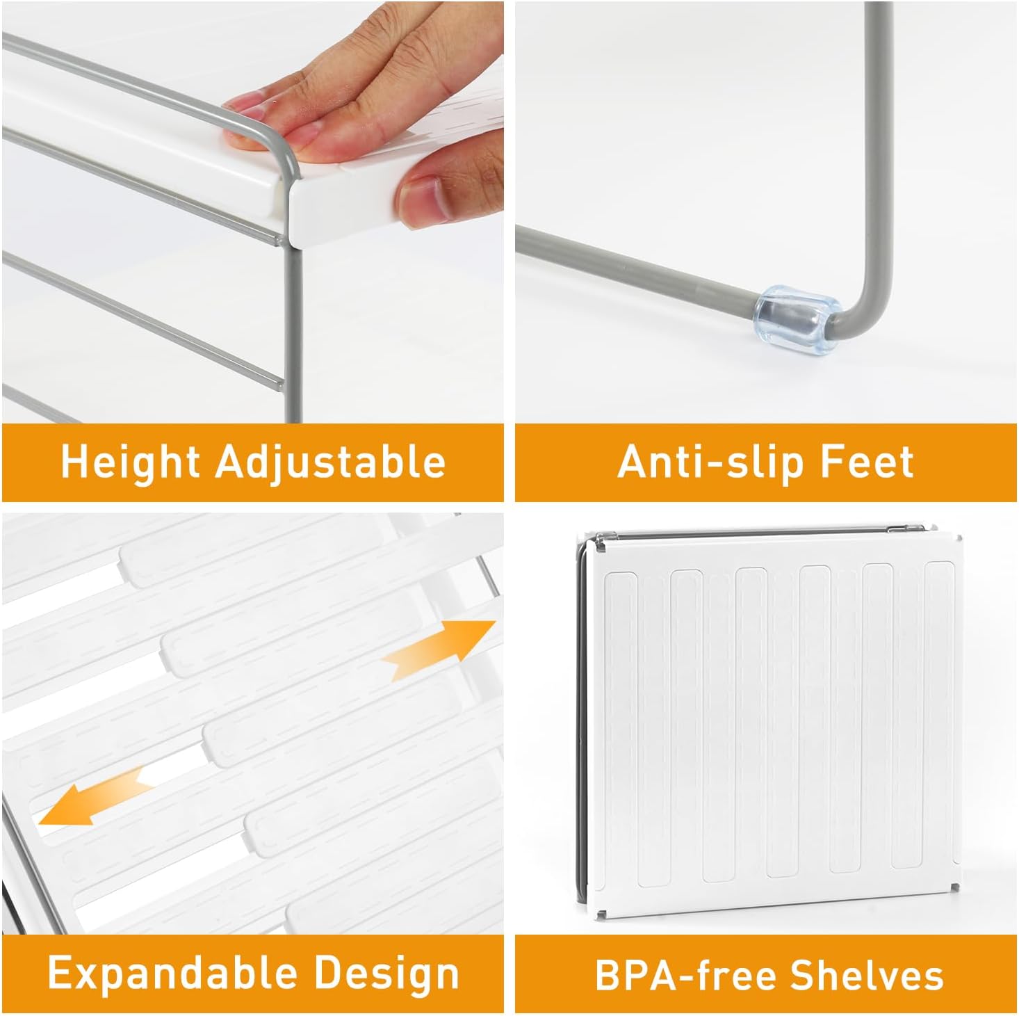 Foil and Plastic Wrap Organizer, Expandable Kitchen Pantry Storage, Height Adjustable Cabinet Rack for Kitchen