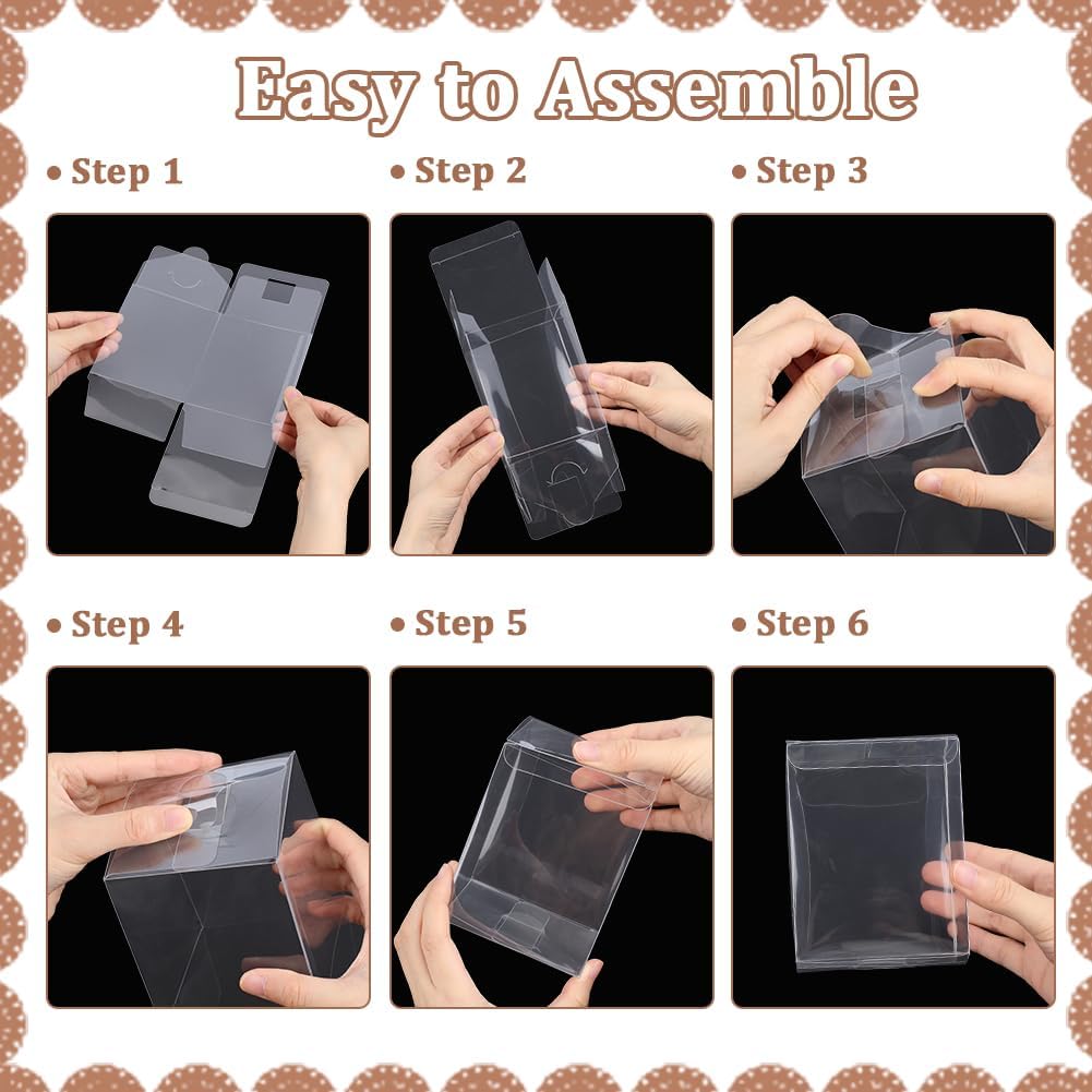 12Pcs Clear Favour Boxes 4x3x3 Inch Plastic Rectangle PVC Gift Boxes Transparent Present Candy Chocolate Cookies