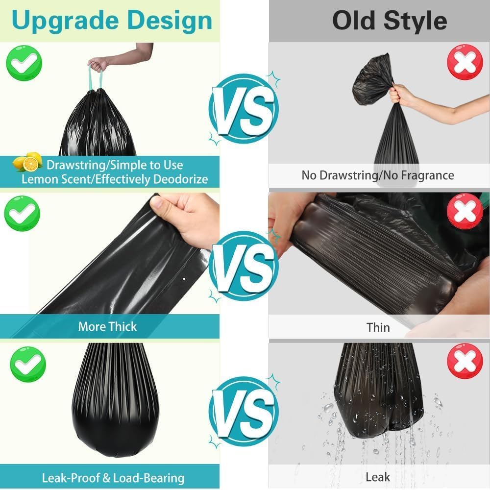 Portable Toilet Bags for Camping, Biodegradable Drawstring Toilet Bags | Lemon Scent, Compostable Bags for 5-8 Gallon