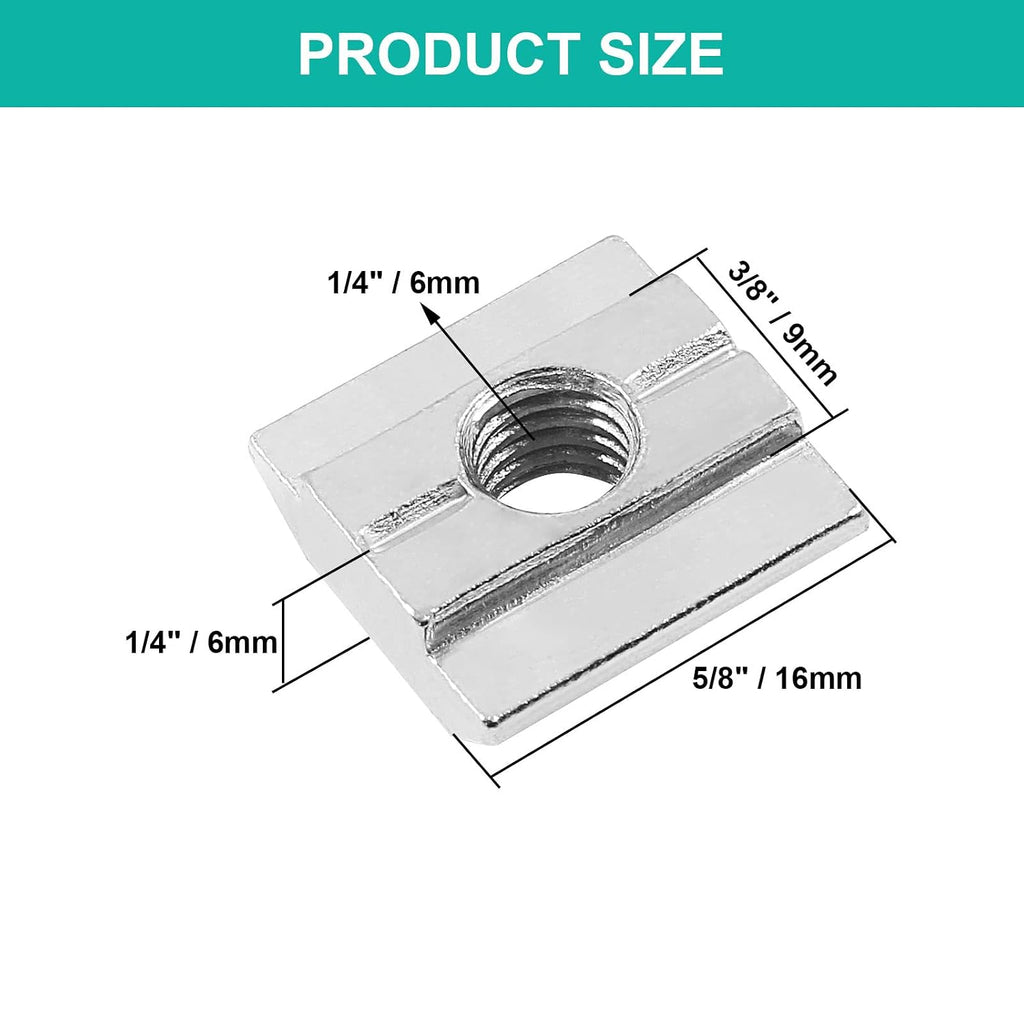Sliding T Nuts 30 Series M6, 50Pcs, 8mm T-Slot