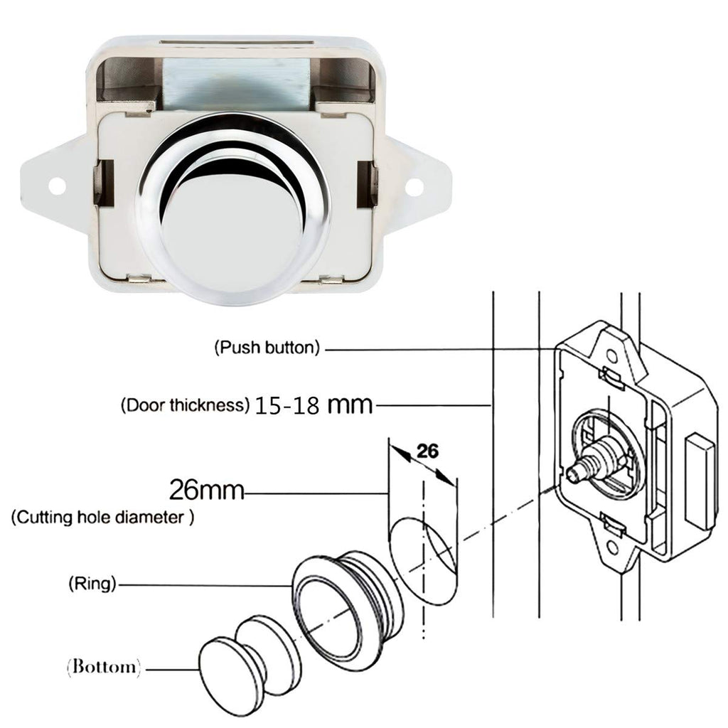 10 PCS Push Button Latch Cabinet Door Catch Keyless Cupboard Locks