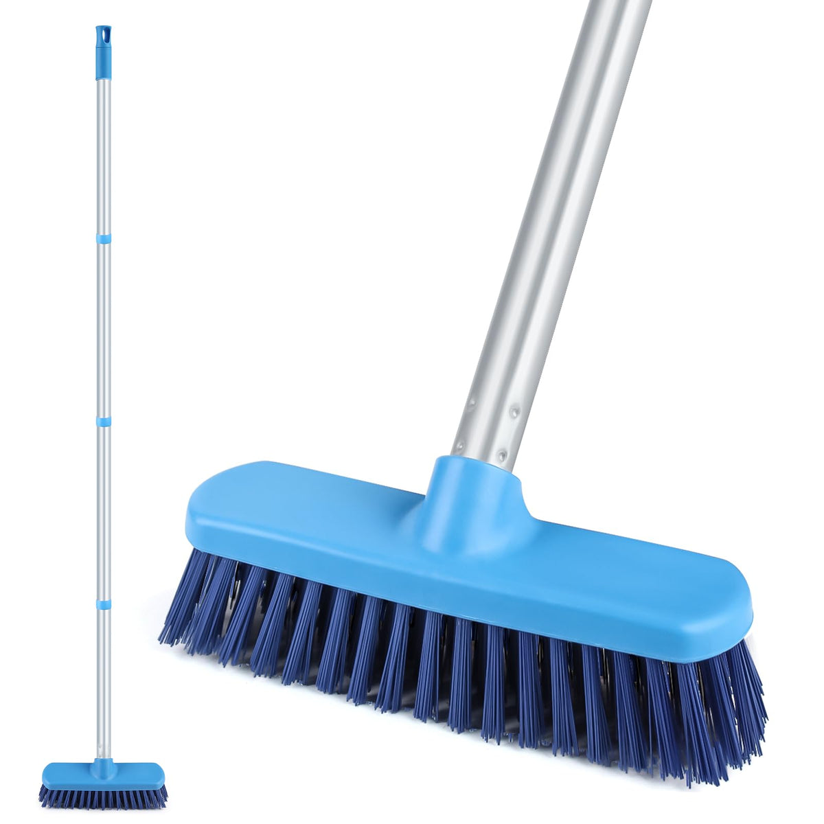 Deck Scrub Brush with Long Handle for Indoor and Outdoor Cleaning