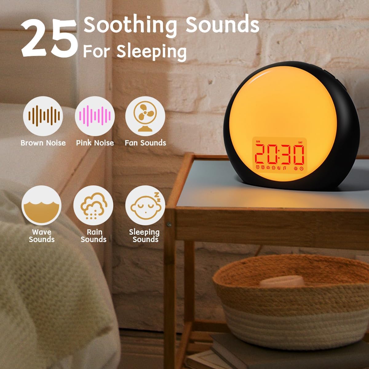 Sunrise Wake Up Light Alarm Clock White Noise Sound Machine | Sunrise Sunset Simulation for Heavy Sleepers Kids