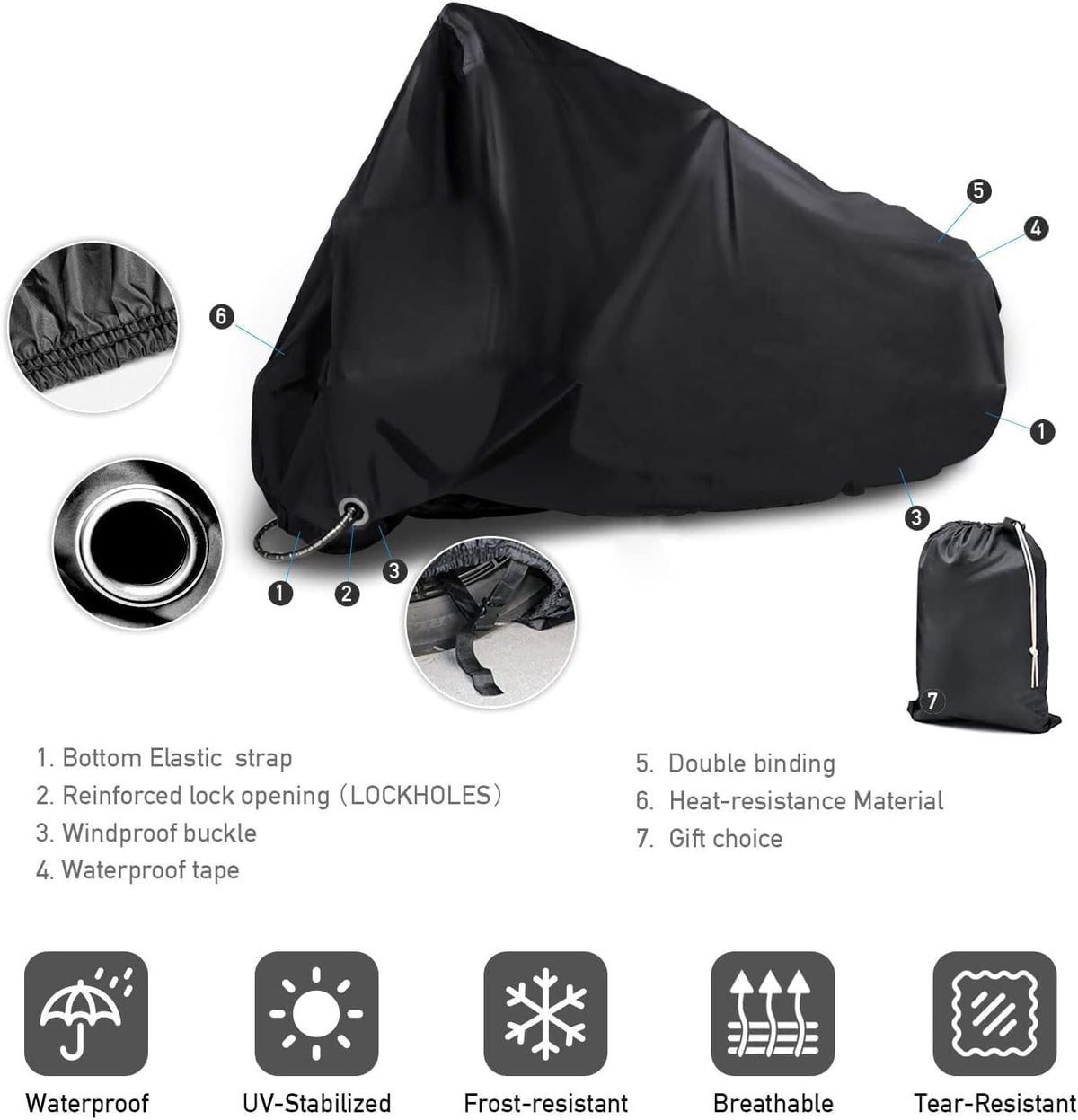 New Generation Motorcycle Cover -All Weather Black XXXLX Large