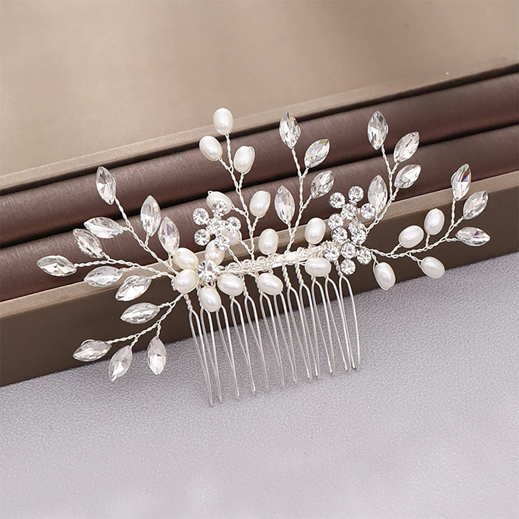 Wedding Hair Comb Pearl Bride Headpieces Rhinestone Bridal Hair Jewelry Side Hair Accessories for Bridesmaids and Brides