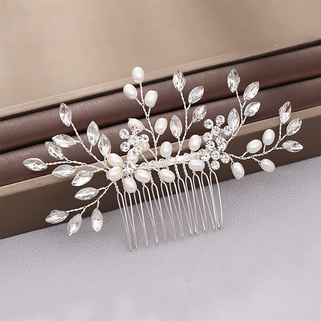 Wedding Hair Comb Pearl Bride Headpieces Rhinestone Bridal Hair Jewelry Side Hair Accessories for Bridesmaids and Brides