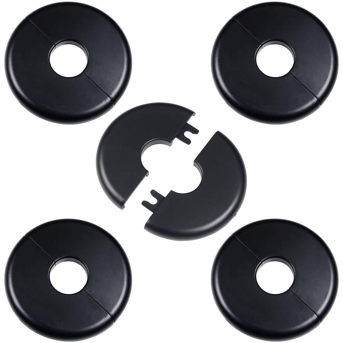 5Pcs Self-Adhesive Split Flange for 1" Pipe, ABS Round Escutcheon Plate