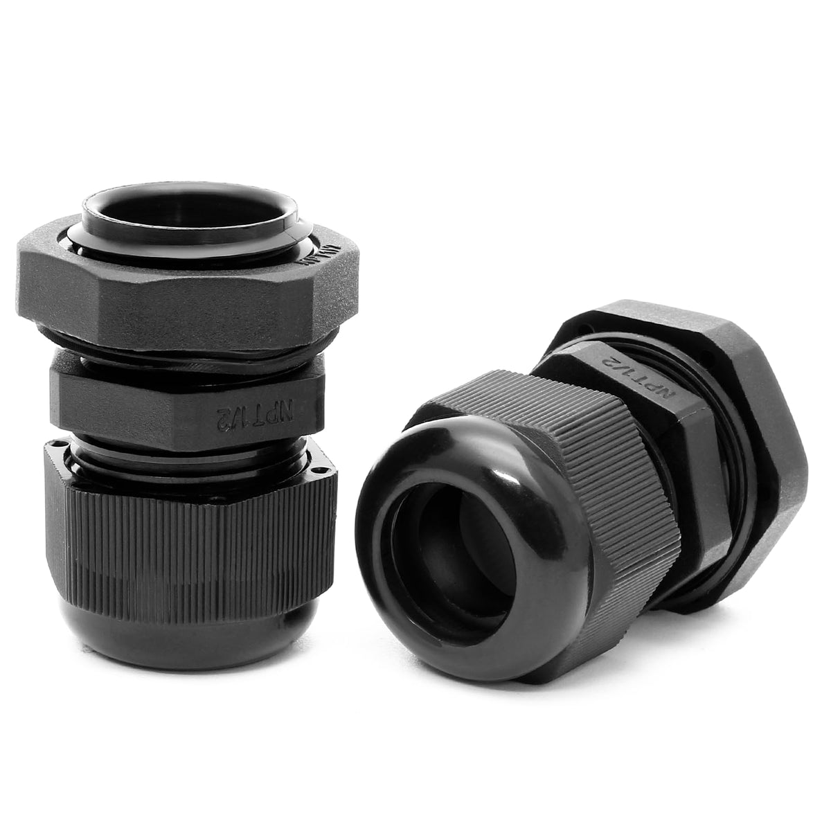 Bonsicoky 1/2" NPT Nylon Cable Glands, Black, 10 Pcs