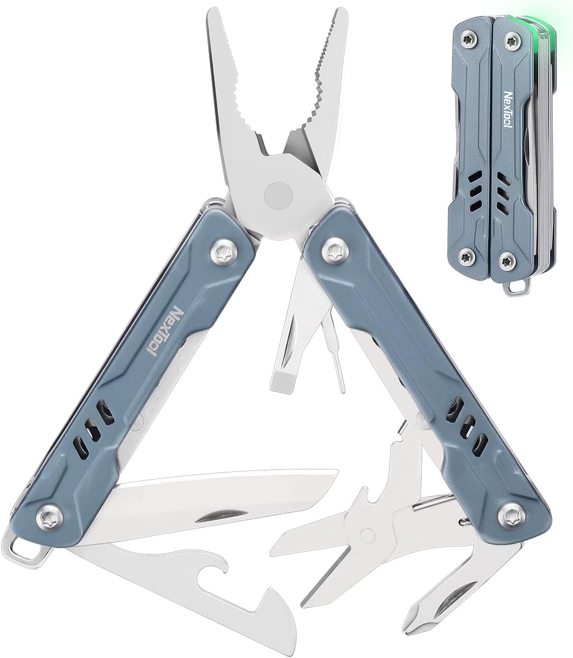 Mini Sailor S11 Keychain Multitool, 11-in-1 EDC Pliers (Blue) | Compact Ultra-Sharp Scissors, 5Cr15MoV Blade