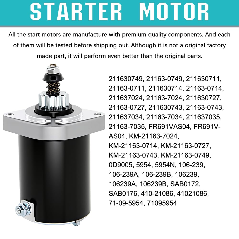 21163-0749 21163-0711 Kawasaki Starter Replacement for FR691V FR730V FH491V FS481V FS541V FS600V FS604V OE 21163-7024 21163-0727 21163-7034 Cub Cadet Z-Force 48 54 60 RZT54 RZT50 RZT46 LTX1050 LTX1046