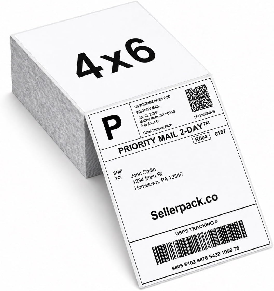SellerPack 4x6 Thermal Labels Fanfold 500 Labels per Pack, Zebra & Munbyn