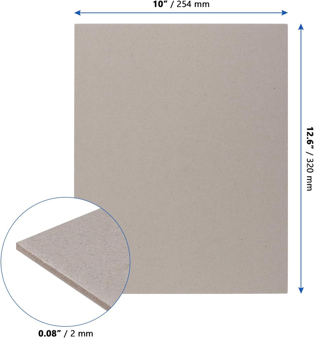 50 PCS 80PT Chipboard, 10 x 12.5 inch 2 mm Book Board Grey Binder Board, Backing Scrapbooking Sheets for Book Binding