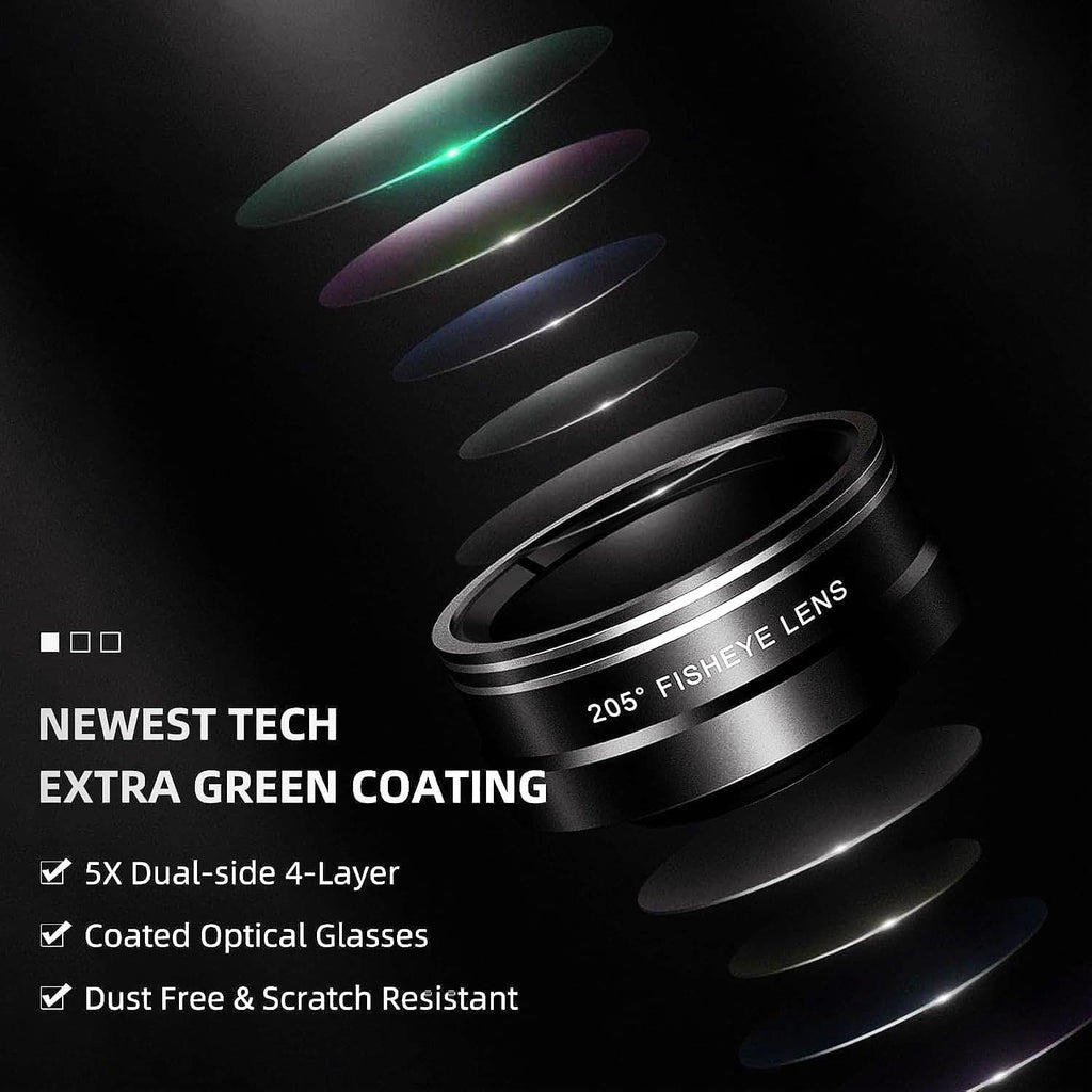 Phone Camera Lens Kit Upgraded Version — Includes 22X Telephoto Lens, 205° Fisheye Lens, 0.67X Wide Angle Lens, 25X