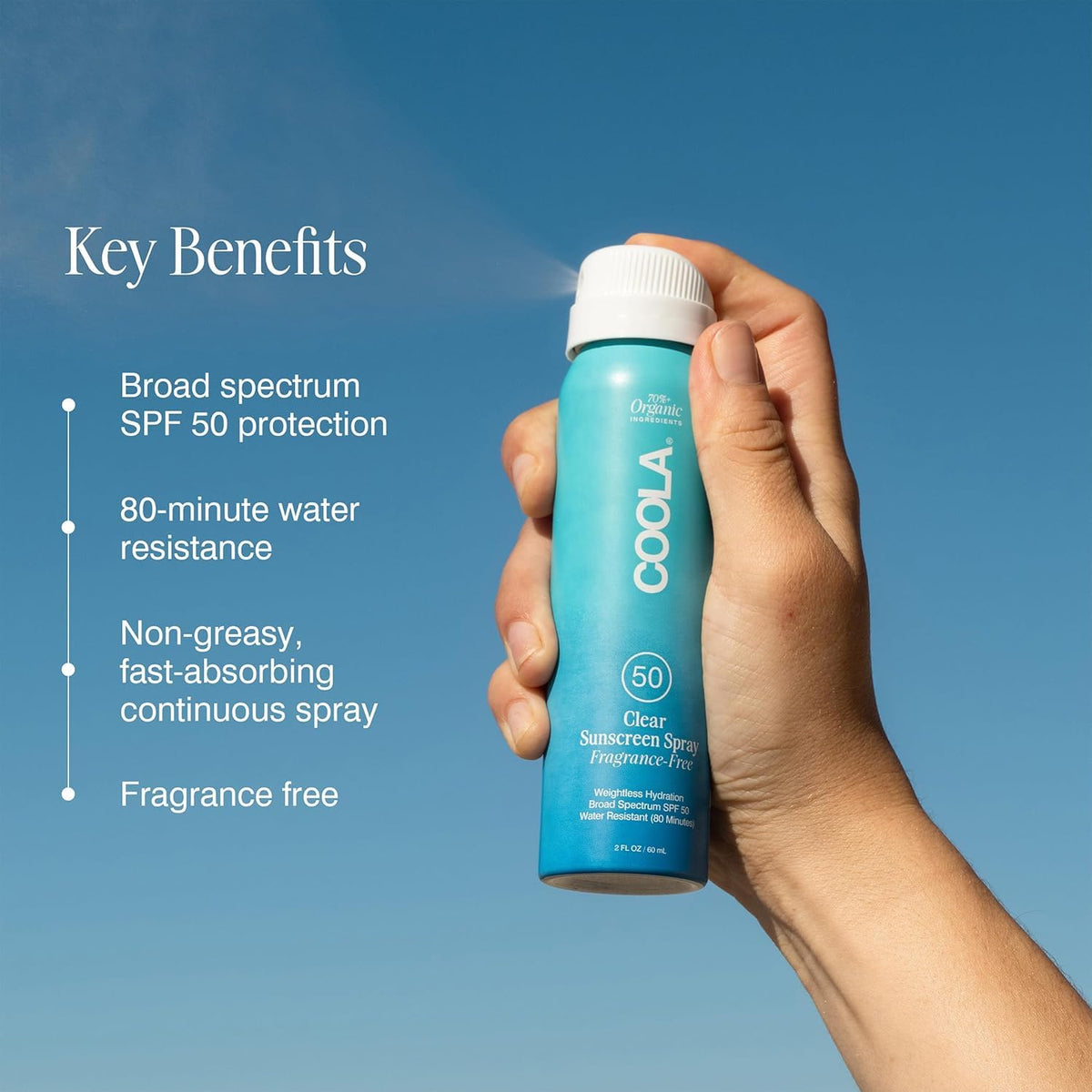 Clear Sunscreen Spray SPF 50, Fragrance Free, 2 fl oz