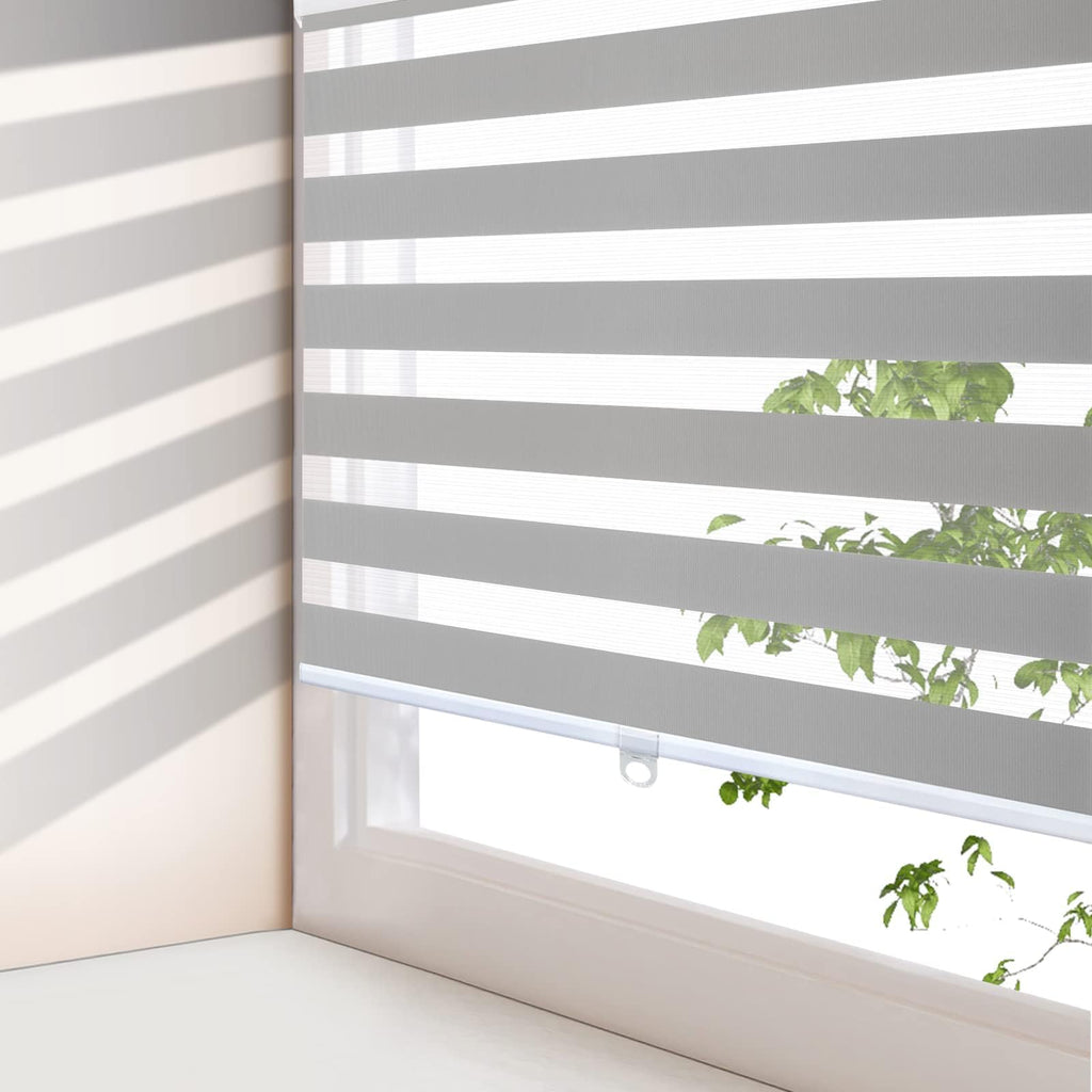 Zebra Blinds for Windows Cordless Roller Shades for Home Free-Stop Windows Shades Dual Layer Light Control for Day