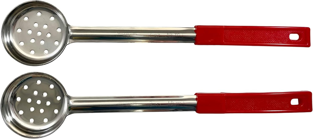 2 oz Slotted Stainless Steel Portion Control Ladle Spoodle - [Pack of 2] | Commercial-Grade Spoodle for Portioning