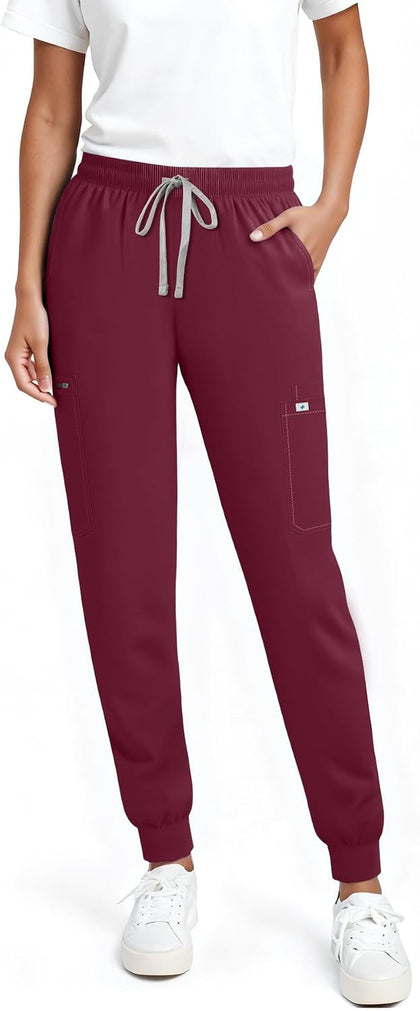 Women's Jogger Scrub Pants – 7 Pockets, Mid-Rise, Soft Stretch