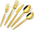18/10 Silverware Set for 8, 40 Piece Gold Stainless Steel Flatware Cutlery
