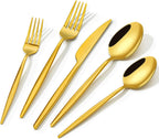 18/10 Silverware Set for 8, 40 Piece Gold Stainless Steel Flatware Cutlery