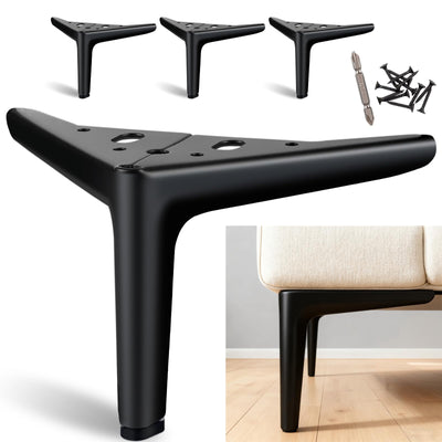 Black Furniture Legs 4.7 Inch, Metal Legs for Furniture Set of 4
