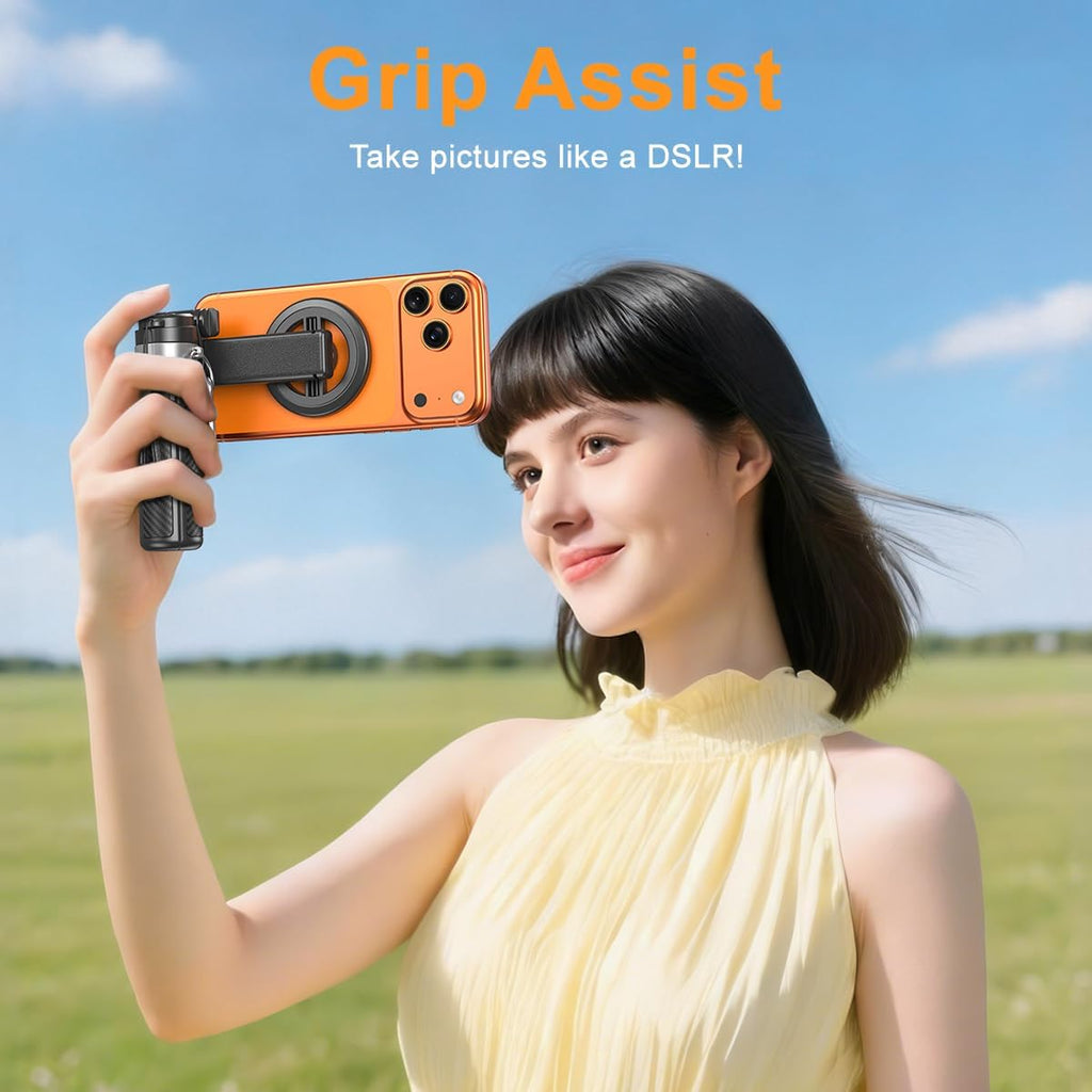 Upgrated 5-in-1 Magnetic Selfie Stick with Remote for Cell Phone 360° Rotation.Can Transforms into Mini Tripod/Camera