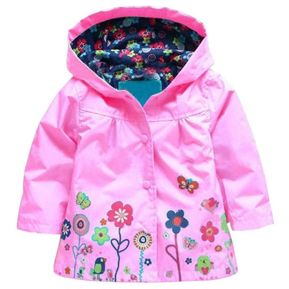 Girl Baby Kid Waterproof Hooded Coat Jacket Outwear Raincoat Hoodies, Pink, 100 (2-3Y)