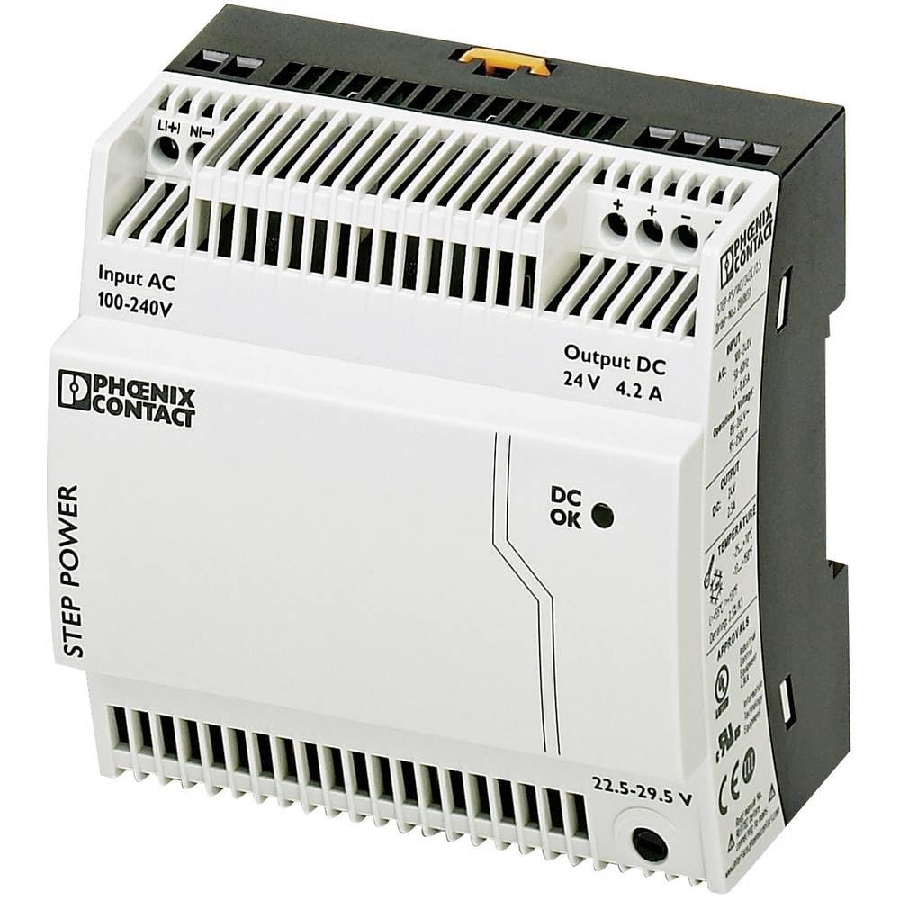 Phoenix Contact STEP-PS/1AC/24DC/4.2 DIN Rail Power Supply 24Vdc 4.2A voltage:100W