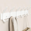 Coat Rack Wall Mount Hooks - 15 Inch Matte White Metal 6-Hook Organizer Wall Mounted, Modern Kids Room, Entryway &