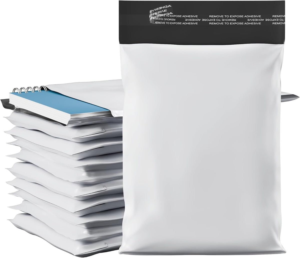 7.5"x10.5" Poly Mailers, 100 Pack, 2.5 Mil, White Self Seal Waterproof, GPI