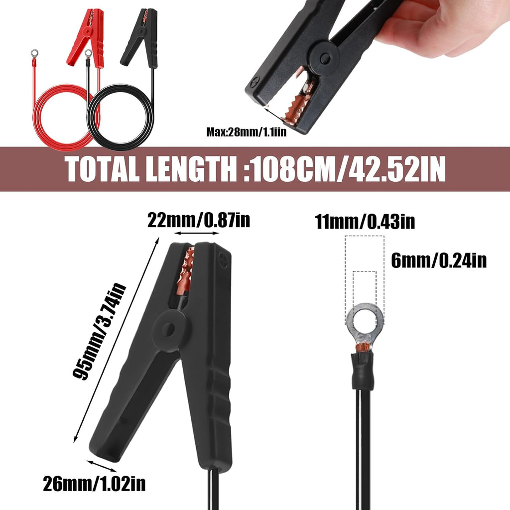 3.3FT Electric Fence Wire Alligator Clips, Electric Fence Kit Connect Energizer, and Electric Fence Charger Solar
