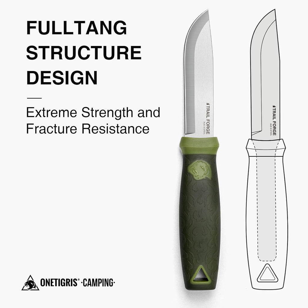 TrailForge Fixed Blade Knife with Sheath,9.67-Inch | FullTang Blade Bushcraft Knife for Camping,Outdoor, Survival