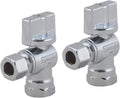 Valve- 1/4 Turn Angle Stop Valve 3/8-in FIP Iron Pipe x 3/8-in OD Compression,Quarter Turn LF Chrome Plated Brass