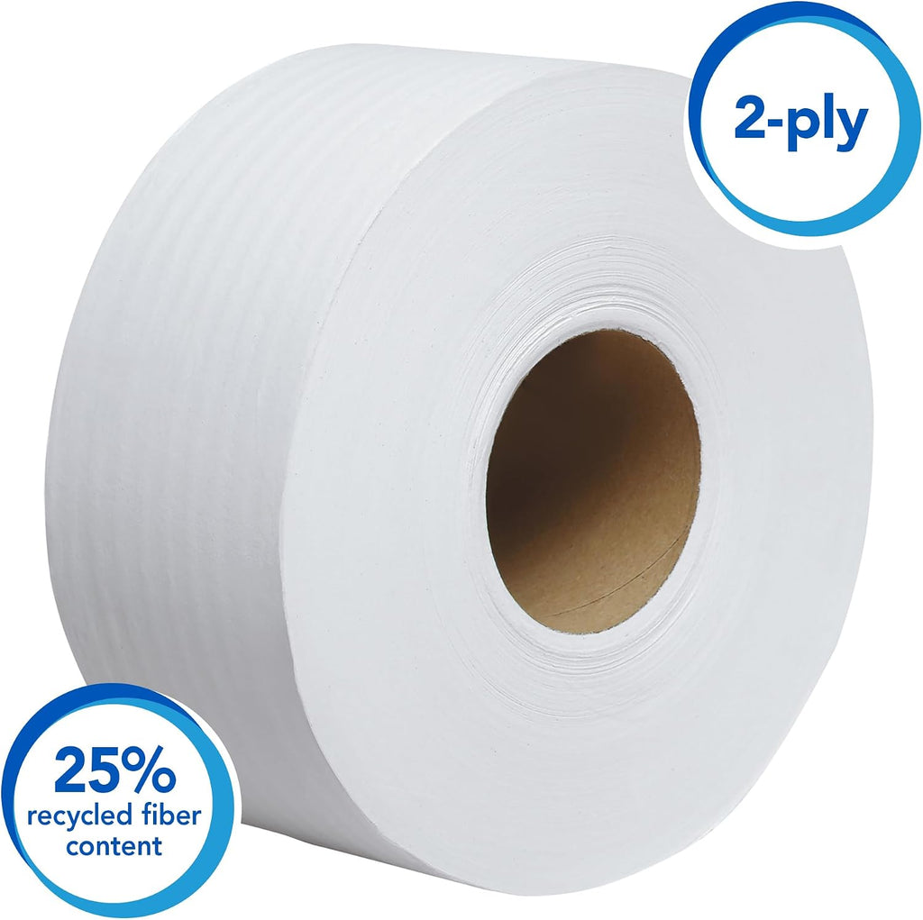 Jumbo Roll Toilet Paper, Bulk, 12 Rolls x 750' (07304)