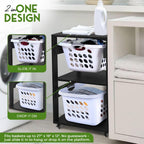 Laundry Basket Holder Shelf, Stackable Laundry Sorter, Black, 2 Tier